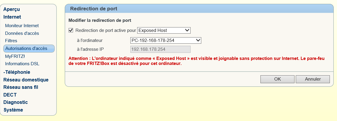 Comment configurer un exposed host sur mon FRITZ!Box